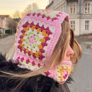 Granny squares crochet hood